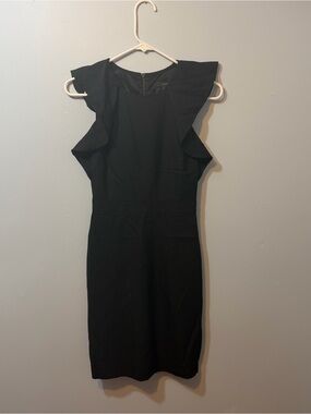 J. Crew Black Mini Dress with Ruffle Cap Sleeves